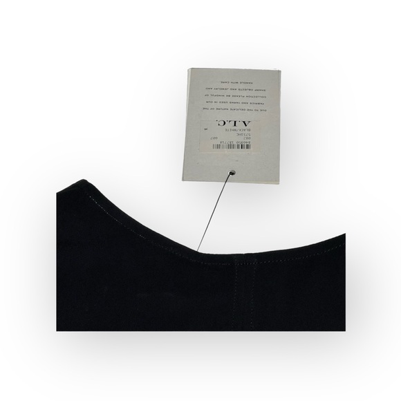 new A.L.C. ALC 𖦹 Cutaway Hem Contrast V Neck Silk Tank Top 𖦹 Black White 𖦹 8 - Picture 9 of 17